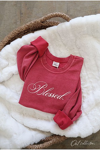 BLESSED CROPPED THERMAL VINTAGE PULLOVER 
