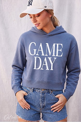 GAME DAY CROPPED HOODIE PULLOVER SWEATSHIRT
