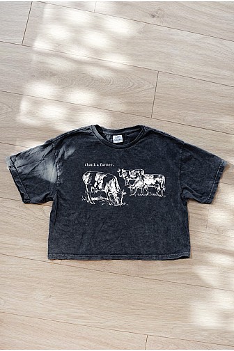 THANK A FARMER CROPPED MINERAL GRAPHIC TOP