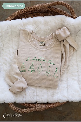 EMBROIDERED OH,CHRISTMAS TREE CROPPED THERMAL