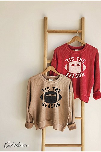 TIS THE SEASON FOOTBALL CROPPED THERMAL VINTAGE PULLOVER 