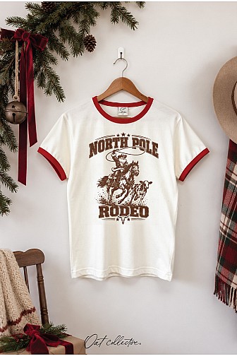NORTH POLE RODEO RINGER GRAPHIC TOP