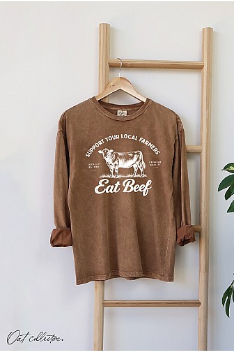 SUPPORT YOUR LOCAL FARMER MINERAL WASHED LONG SLEEVE GRAPHIC
