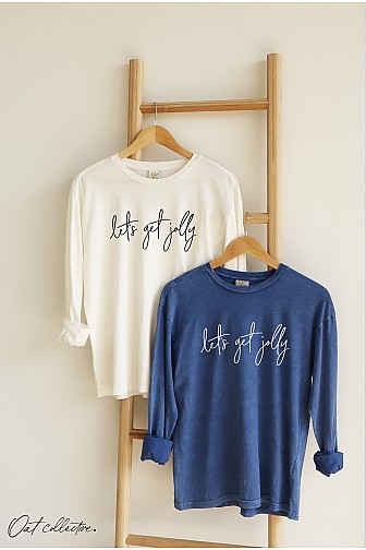 LET''S GET JOLLY MINERAL WASHED LONG SLEEVE GRAPHIC