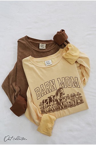 BARN MOM MINERAL WASHED LONG SLEEVE GRAPHIC