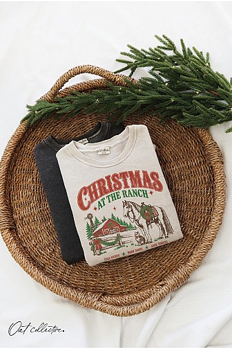 CHRISTMAS AT THE RANCH MINERAL GRAPHIC SWEATSHIRT