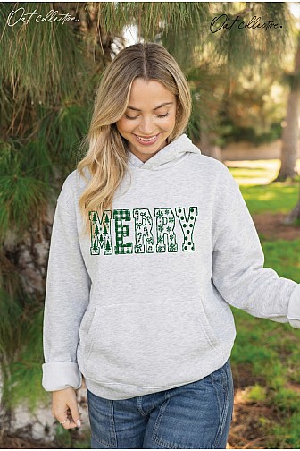 MERRY PATCH SKETCH HOODIE PULLOVER SWEATSHIRT