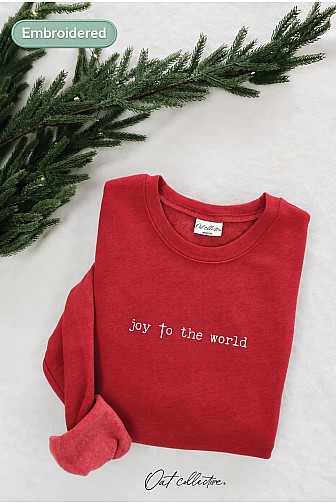 EMBROIDERED JOY TO THE WORLD SWEATSHIRT