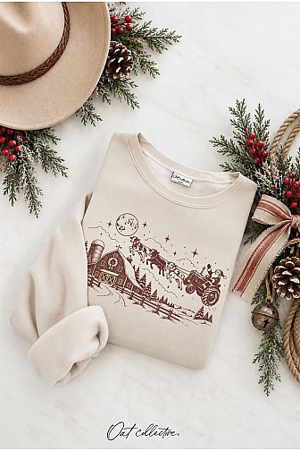 SANTA ON A TRACTOR CHRISTMAS FARM GRAPHIC SWEATSHIRT