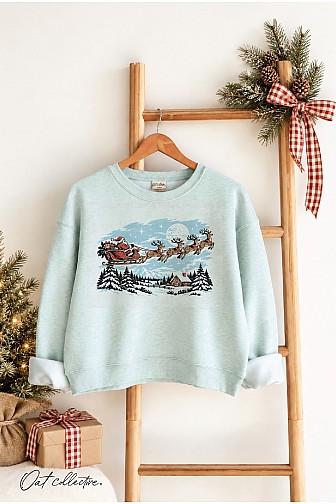 SANTA''S SLEIGH RIDE MID CROPPED GRAPHIC SWEATSHIRT