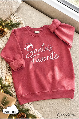 SANTA''S FAVORITE PUFF YOUTH UNISEX GRAPHIC SWEATSHIRT