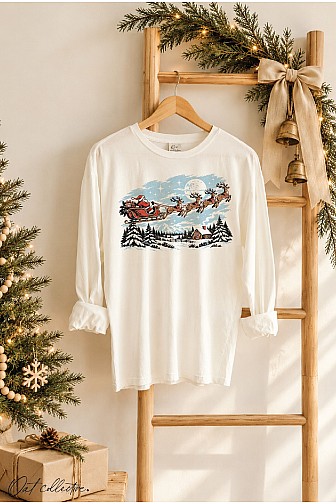 SANTA'S SLEIGH RIDE MINERAL WASHED LONG SLEEVE GRAPHIC