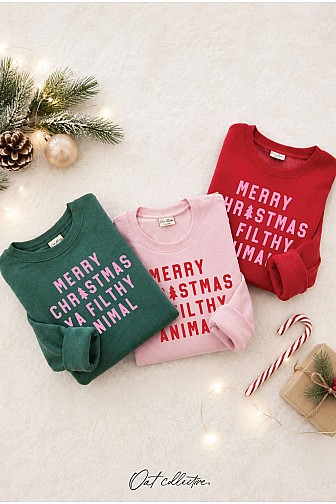 MERRY CHRISTMAS YA FILTHY ANIMAL GRAPHIC SWEATSHIRT
