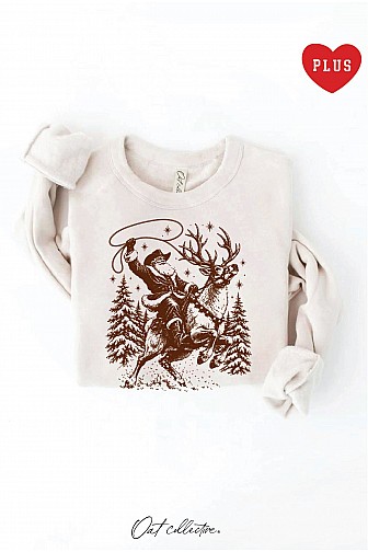 COWBOY SANTA REINDEER PLUS GRAPHIC SWEATSHIRT