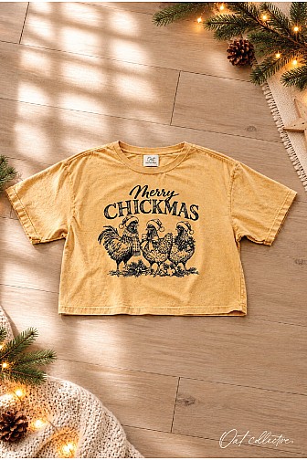 MERRY CHICKMAS CROPPED MINERAL GRAPHIC TOP