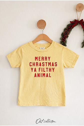 MERRY CHRISTMAS YA FILTHY ANIMAL TODDLER WASHED GRAPHIC TOP