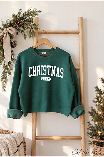 CHRISTMAS CREW MID CROPPED GRAPHIC SWEATSHIRT