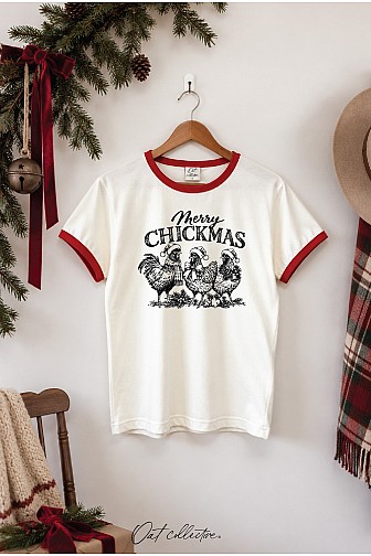 MERRY CHICKMAS RINGER GRAPHIC TOP