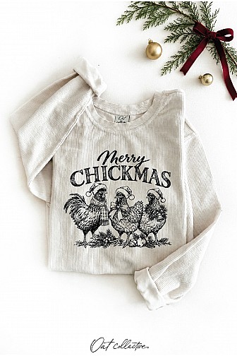 MERRY CHICKMAS THERMAL VINTAGE PULLOVER 
