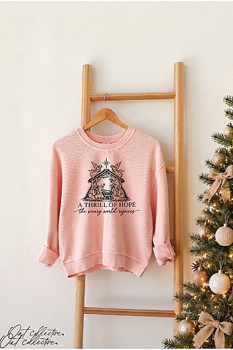 A THRILL OF HOPE THE WEARY CROPPED THERMAL VINTAGE PULLOVER 